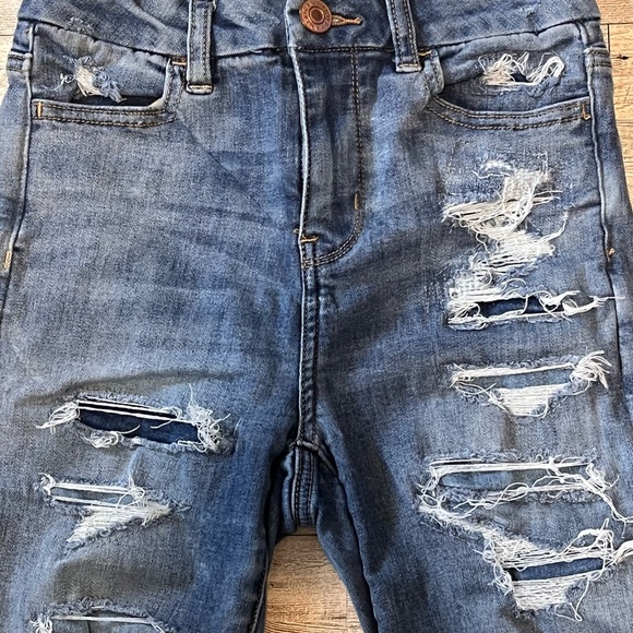 American Eagle Next Level Stretch Curvy Hi Rise Jegging Distressed Women 0 Reg - Picture 8 of 14